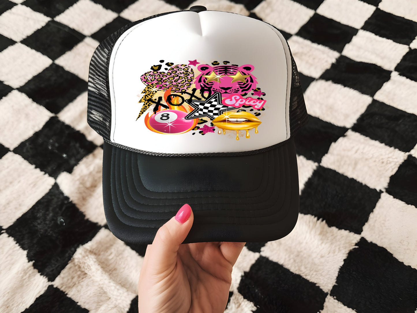 XOXO 8 Ball Trucker Hat Transfer - F2