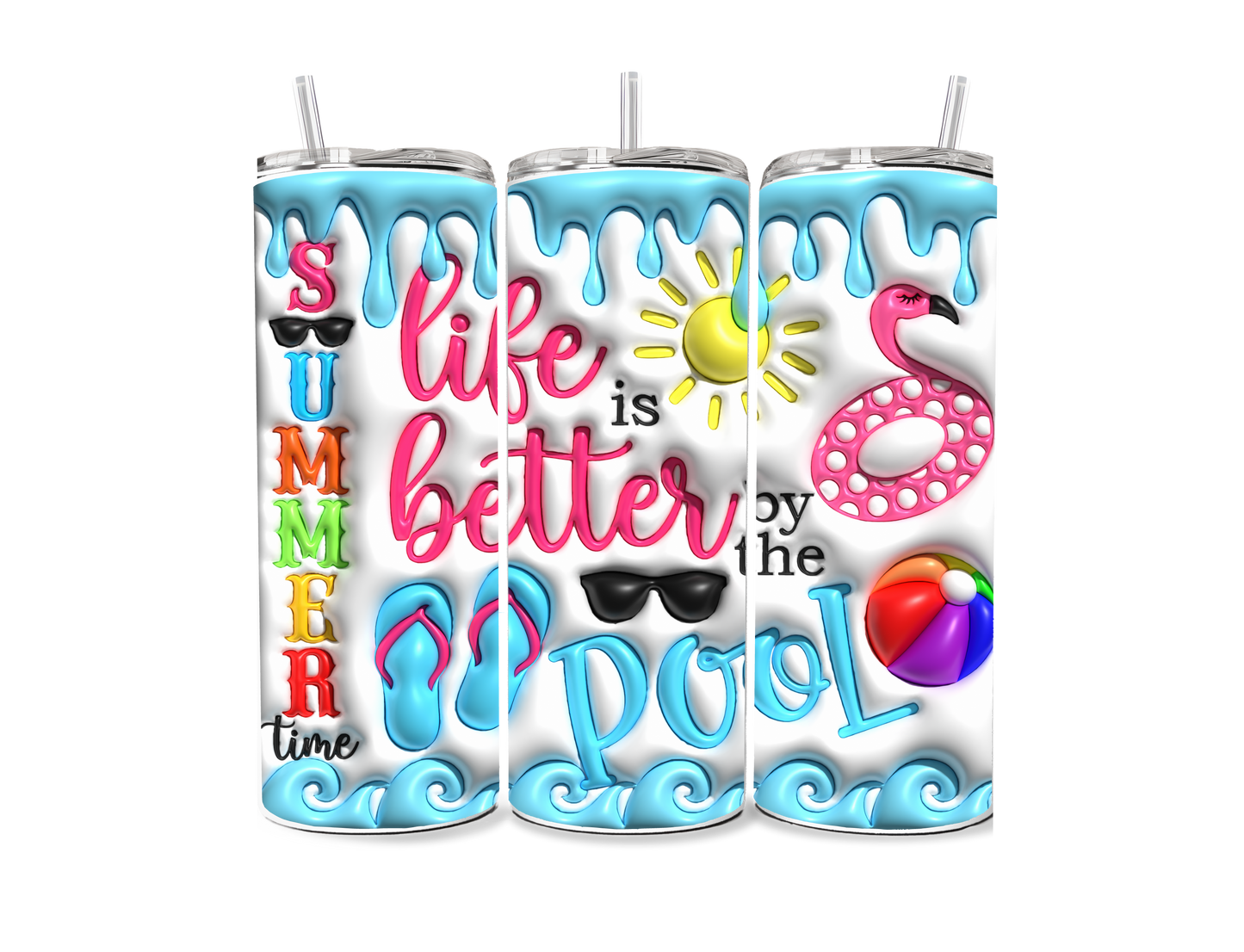 Life is Better by the Pool 20 oz Skinny Tumbler