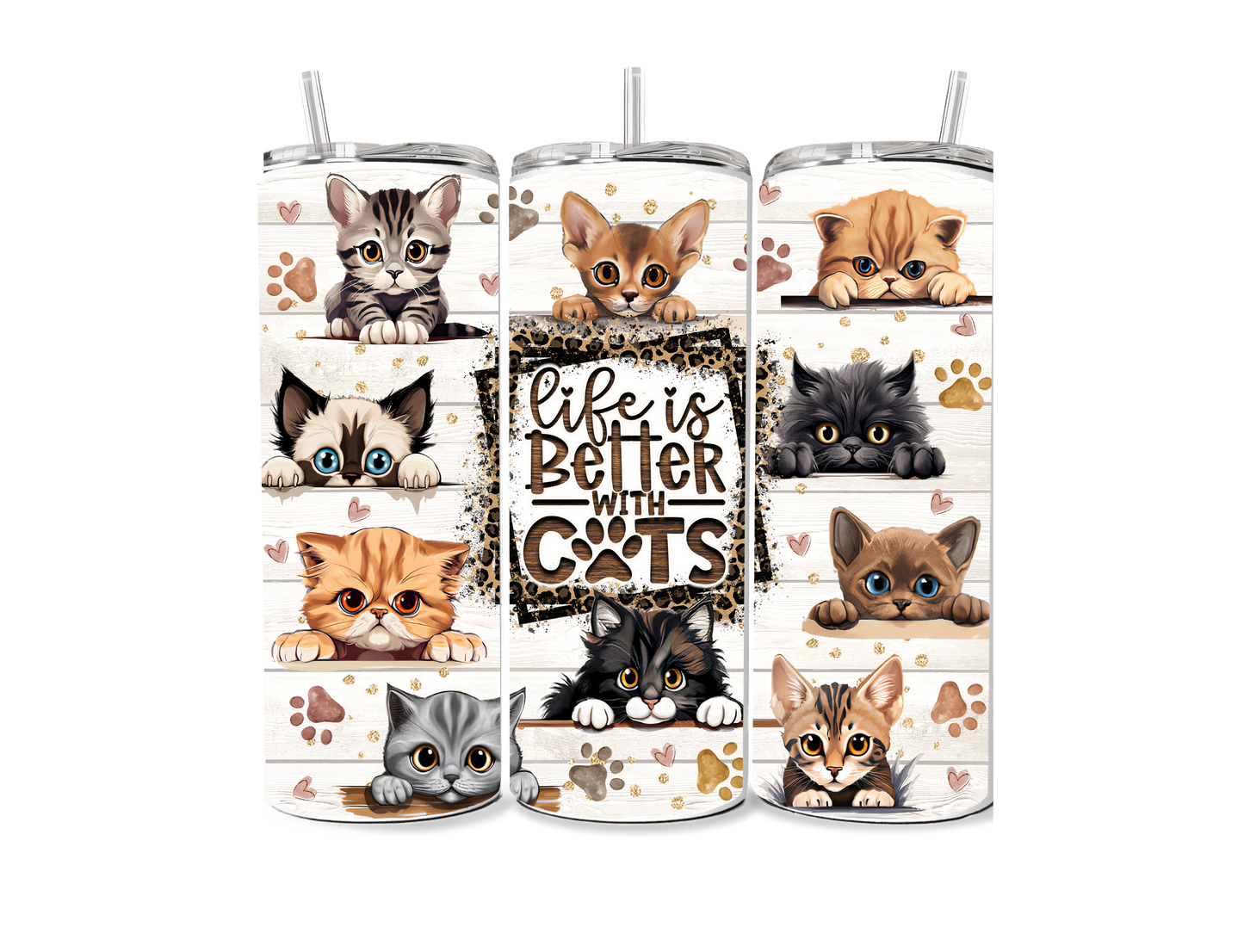 Life is Better with Cats 20 oz Skinny Tumbler