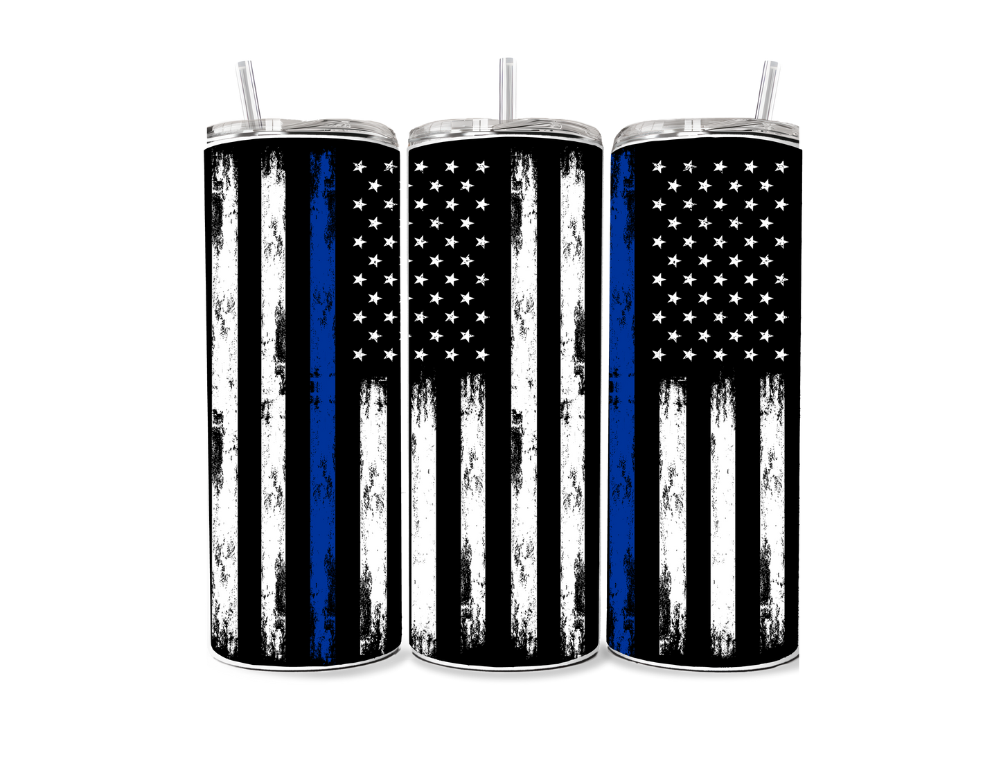 Back the Blue Flag 20 oz Skinny Tumbler