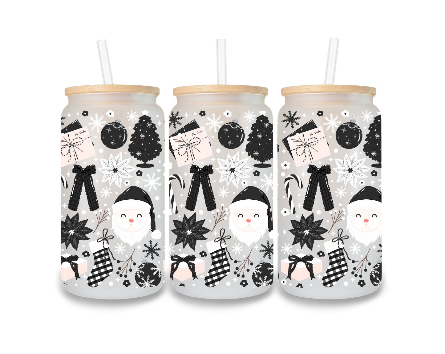 White and Black Accent Christmas Cup Wrap - CW18
