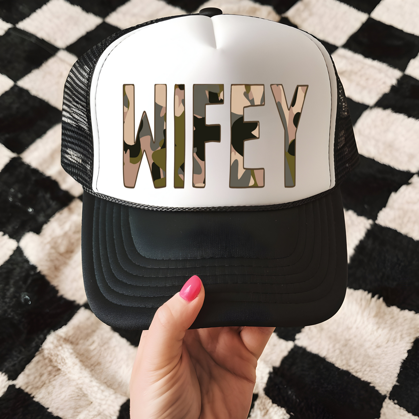 Camo Wifey Trucker Hat Transfer - G10