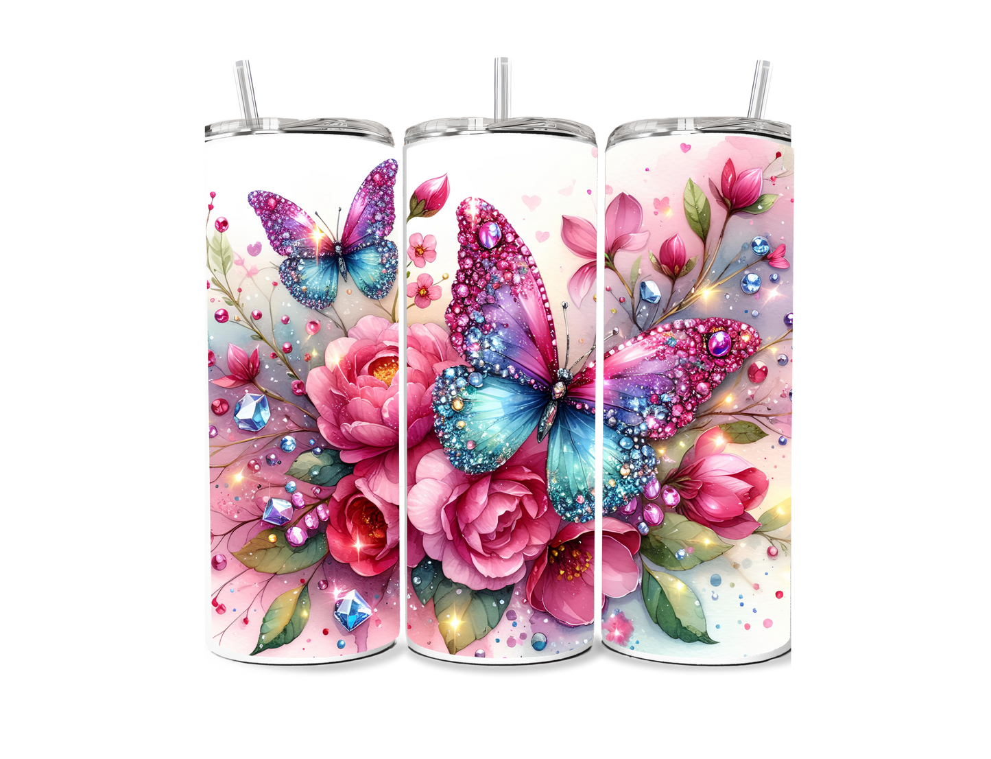 Rhinestone Butterfly Sublimation Tumbler