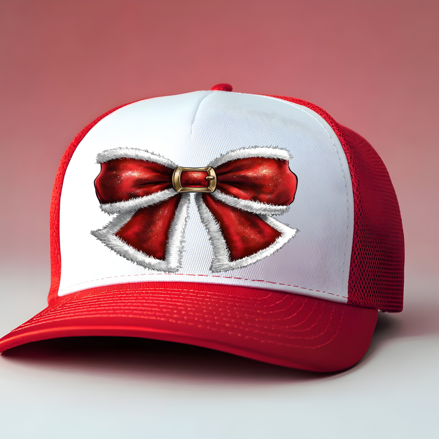 Santa Bow Trucker Hat Print - F7