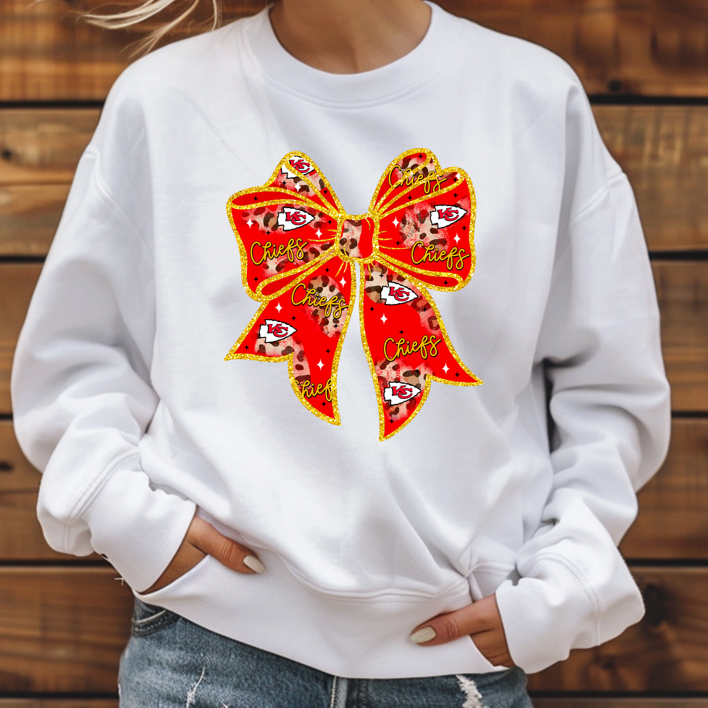 Chiefs Glitter Bow - E10