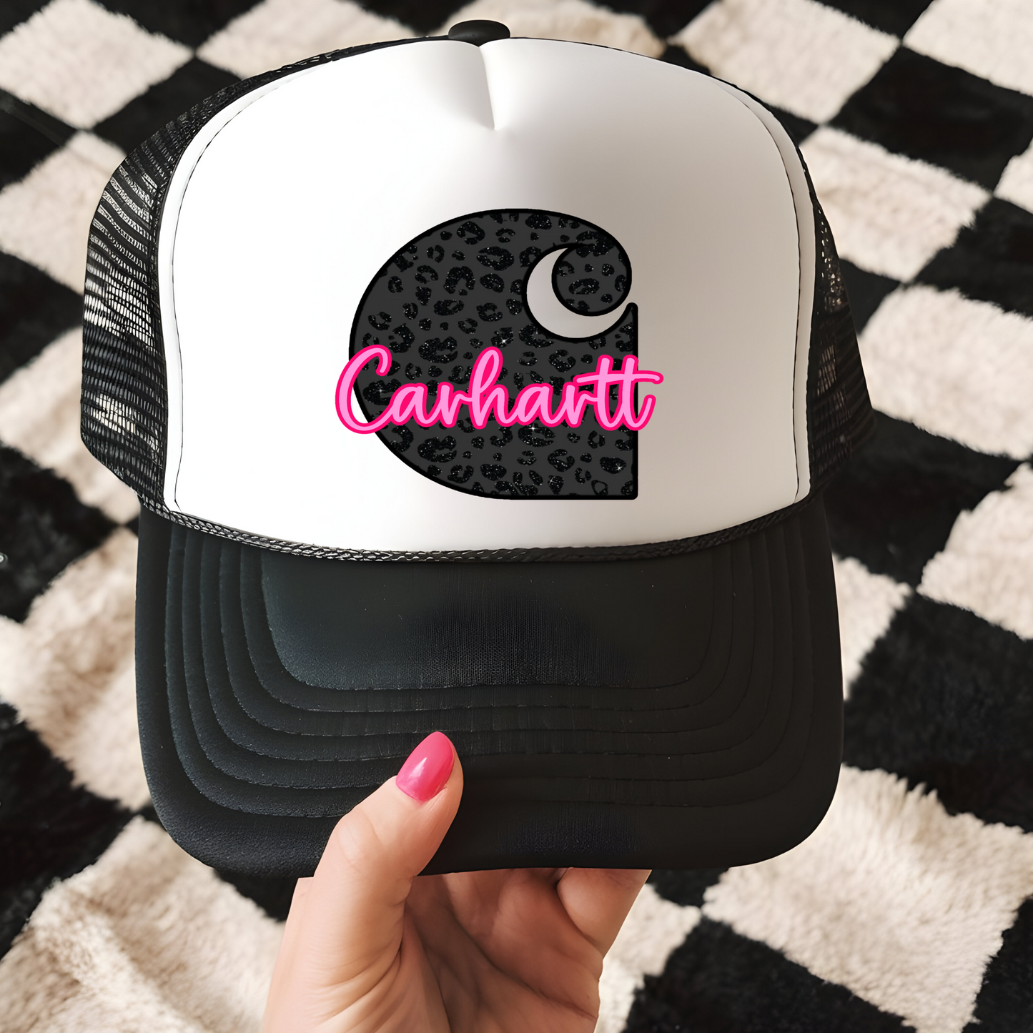 CH Leopard and Pink Trucker Hat Transfer - G28