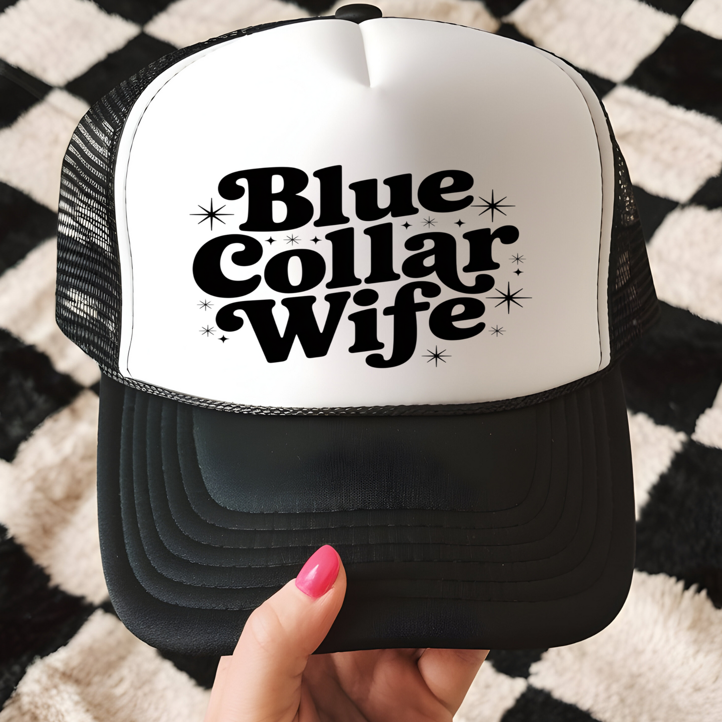 Blue Collar Wife Trucker Hat Transfer - F4