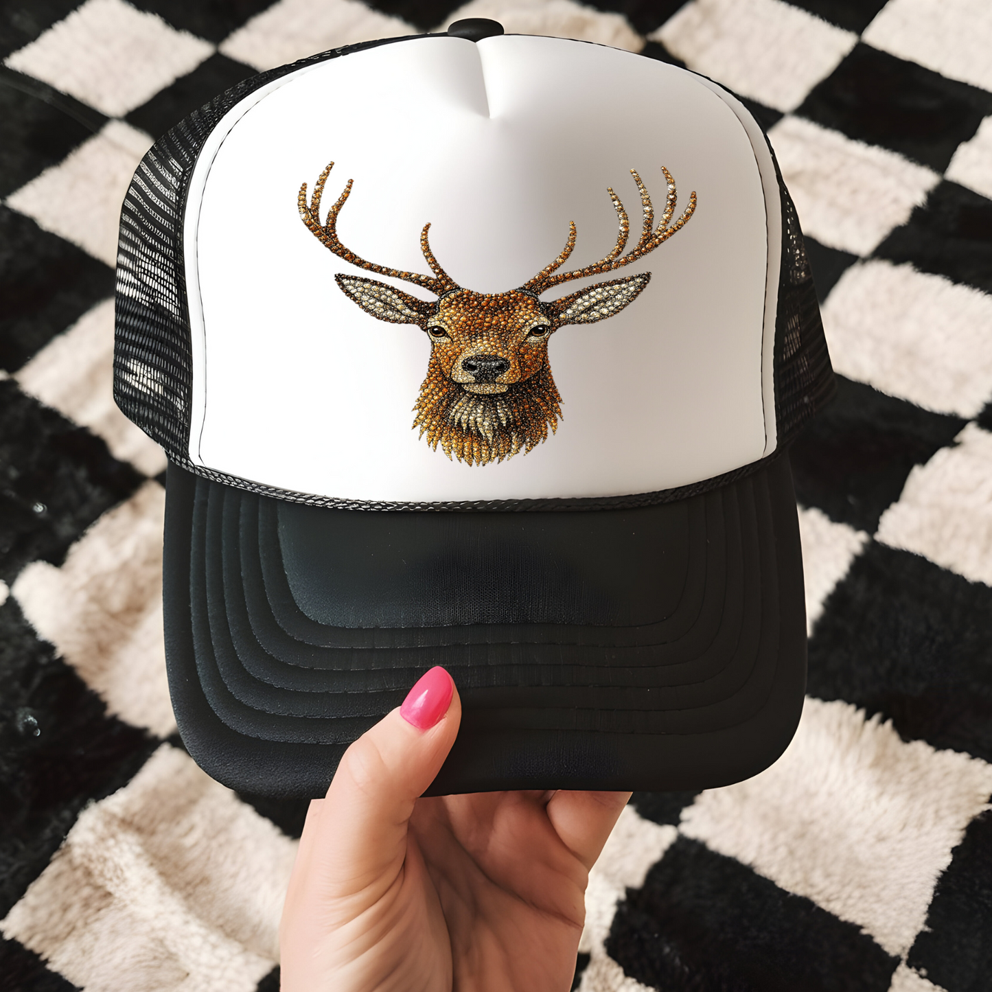 Rhinestone Deer Trucker Hat Transfer - F5