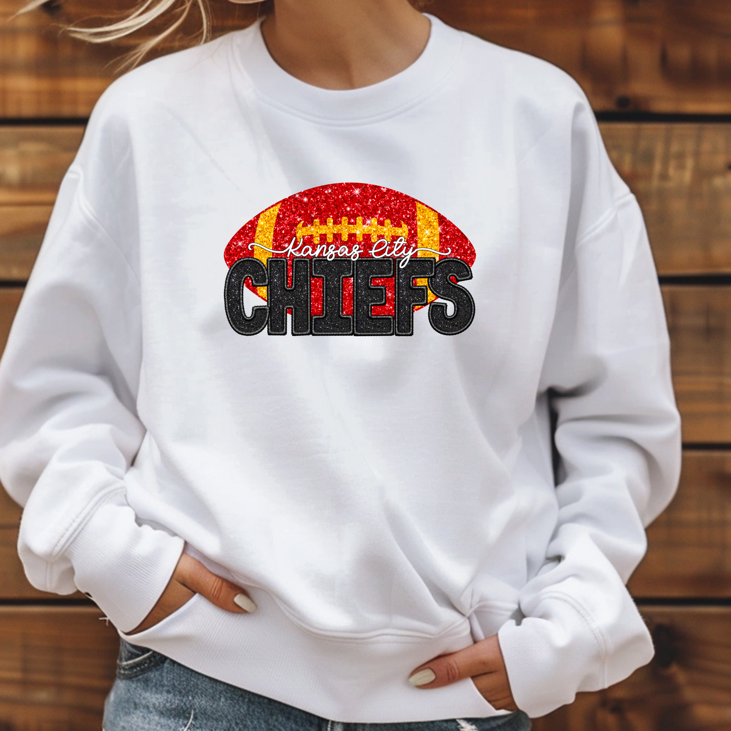 Chiefs Faux Glitter Football -H2