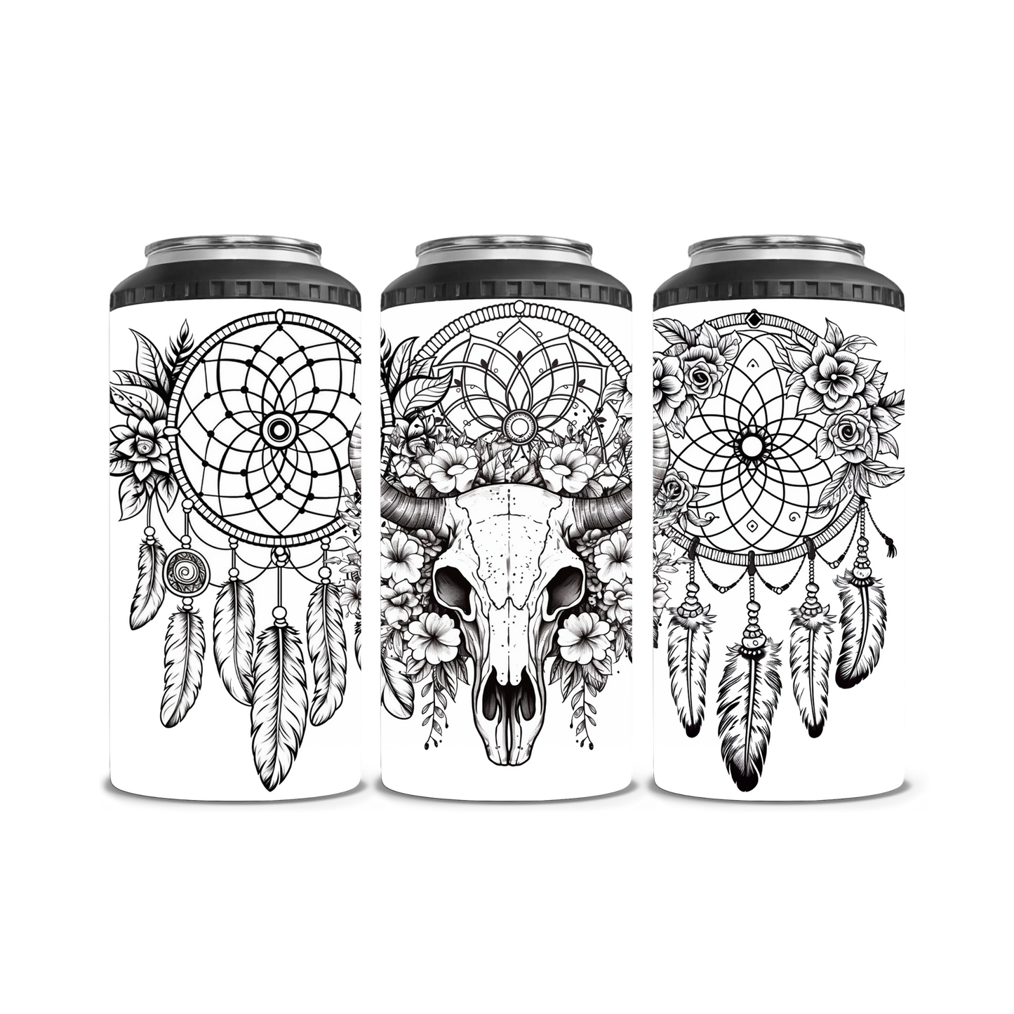 Skull Dream Catcher Can Cooler