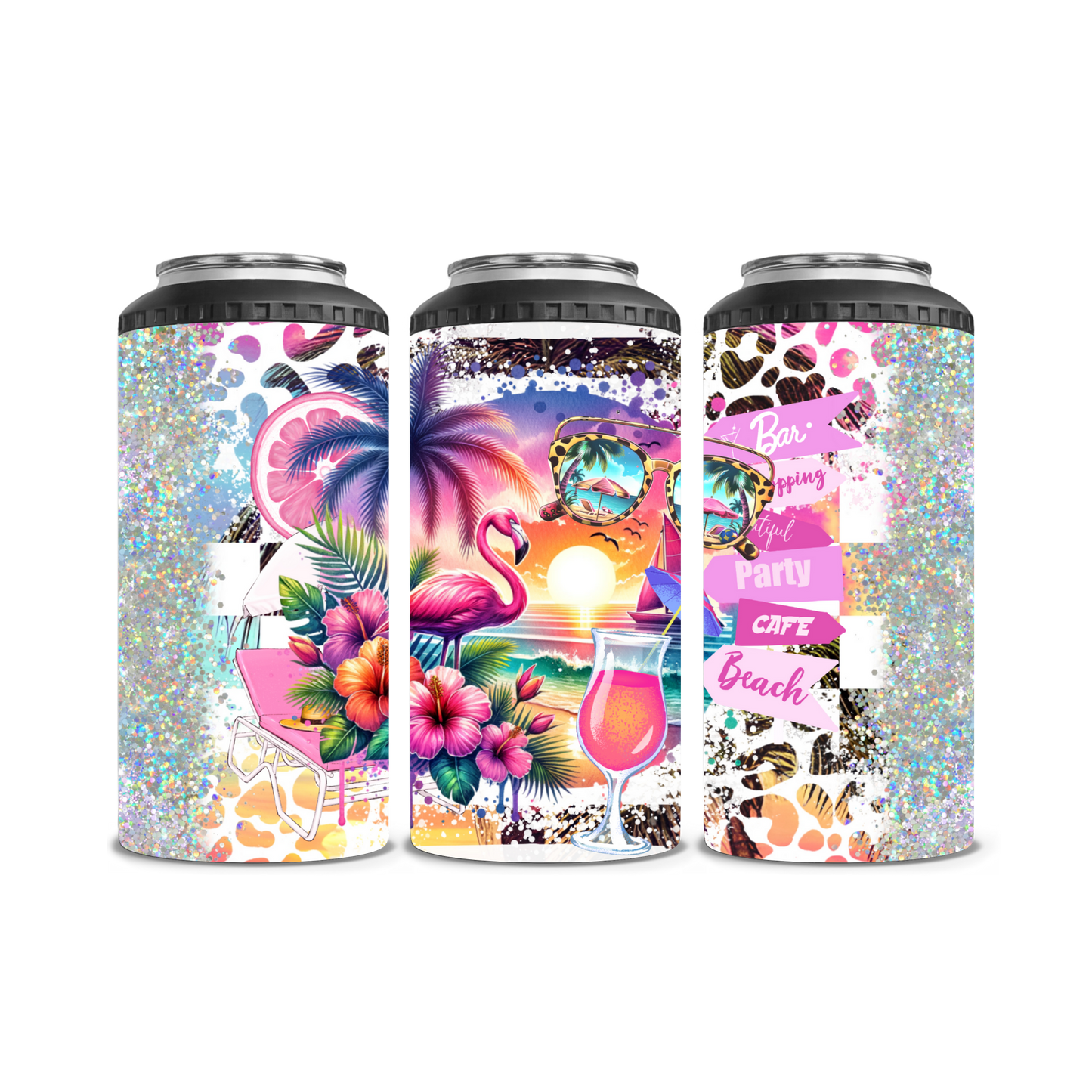 Flamingo Beach Can Cooler