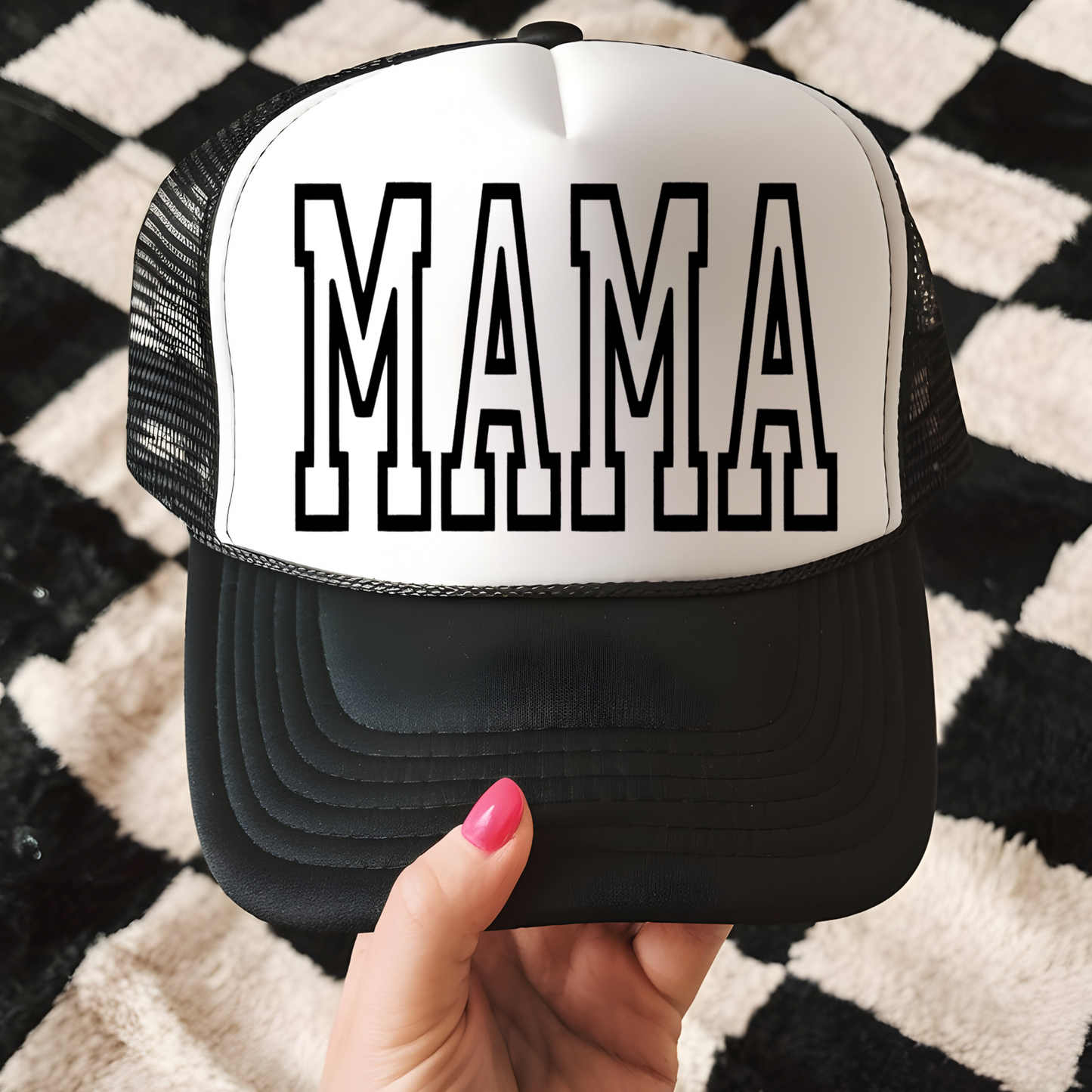 MAMA Varsity Lettering Trucker Hat Transfer - T1