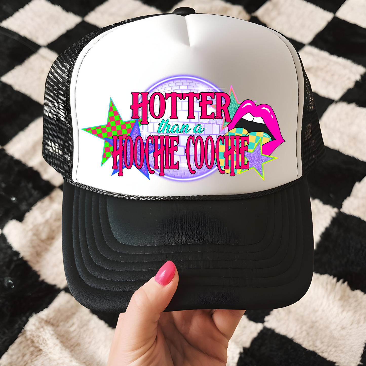 Hotter than a Hoochie Coochie Trucker Hat Transfer - G14