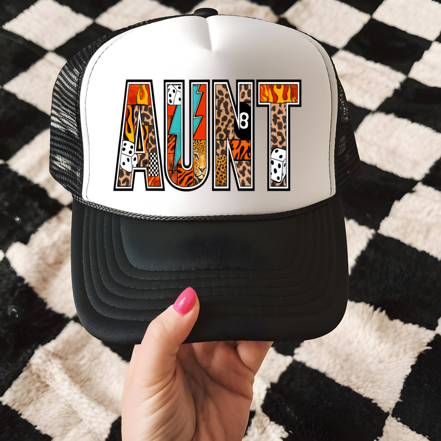 Aunt Western Collage Hat Transfer - F6