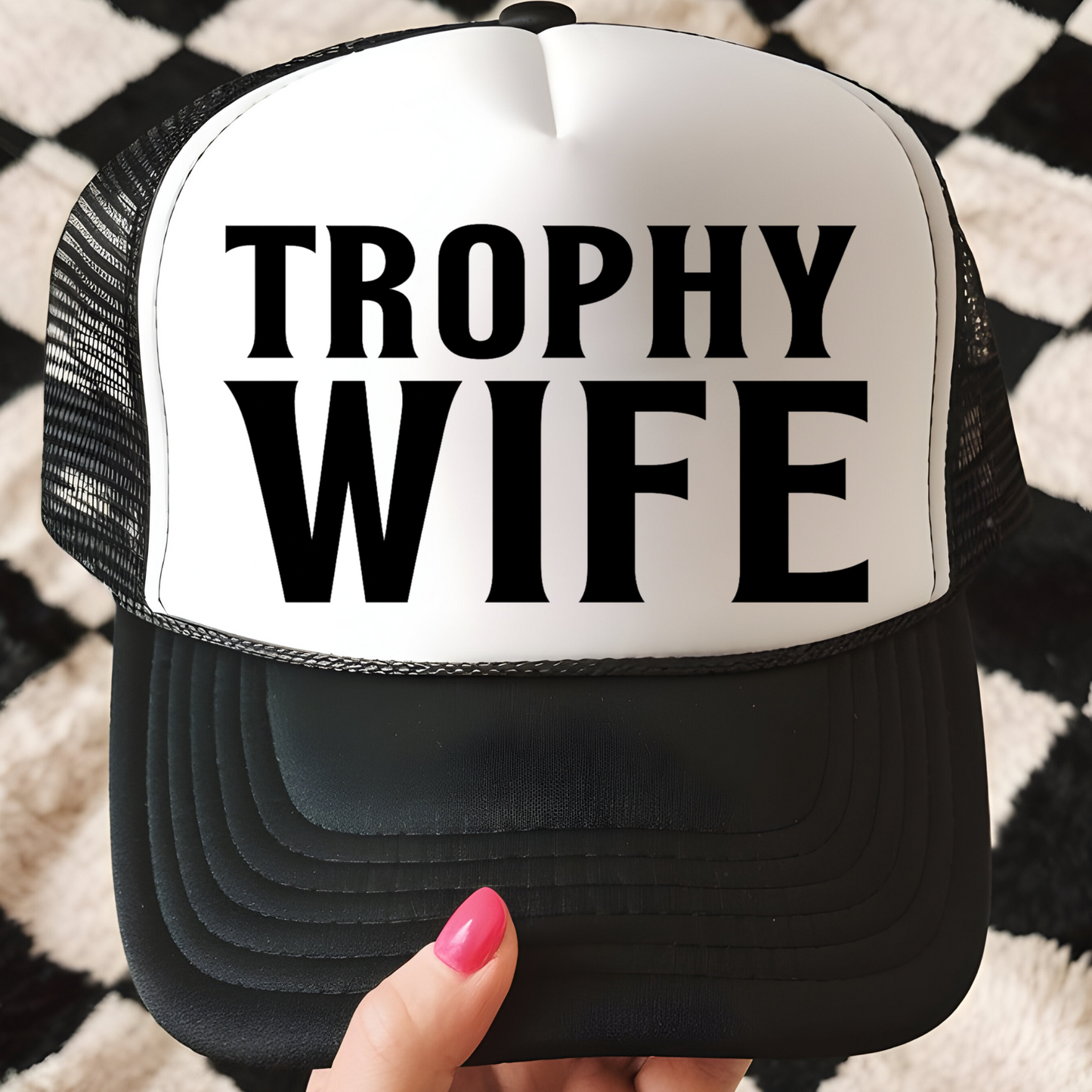 Trophy Wife Trucker Hat Print - F10