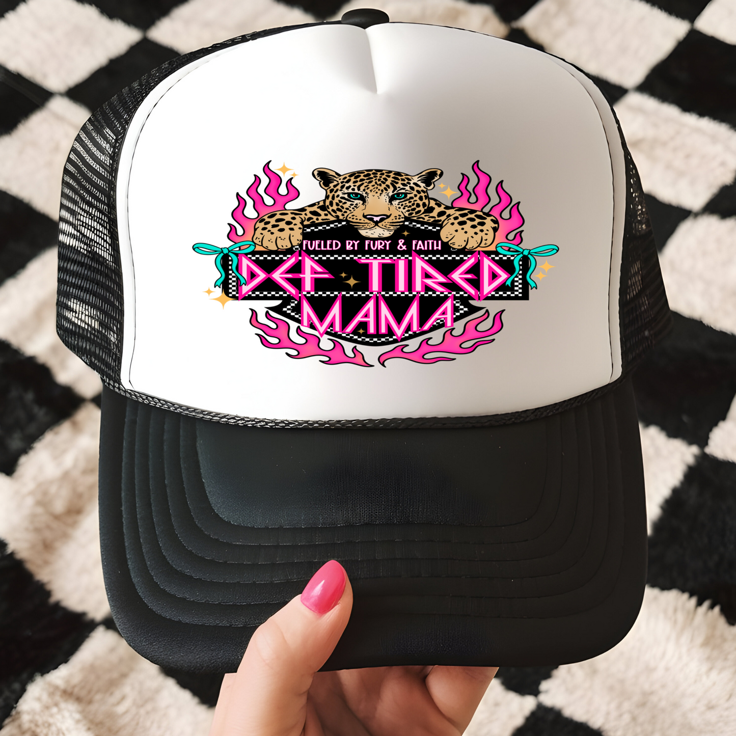 Def Tired (Bright Pink) Trucker Hat Print - G4