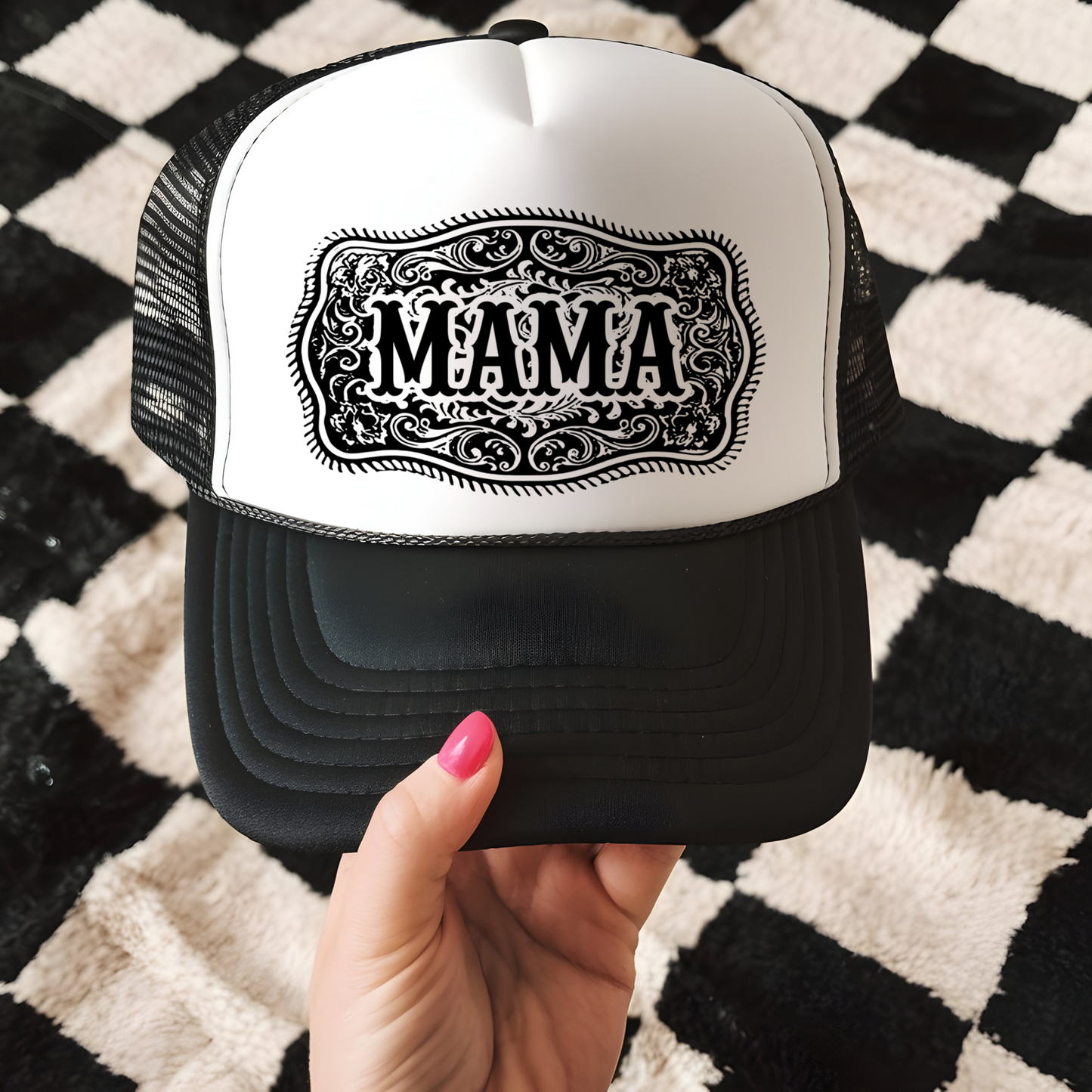 Mama Buckle Trucker Hat Transfer - F10