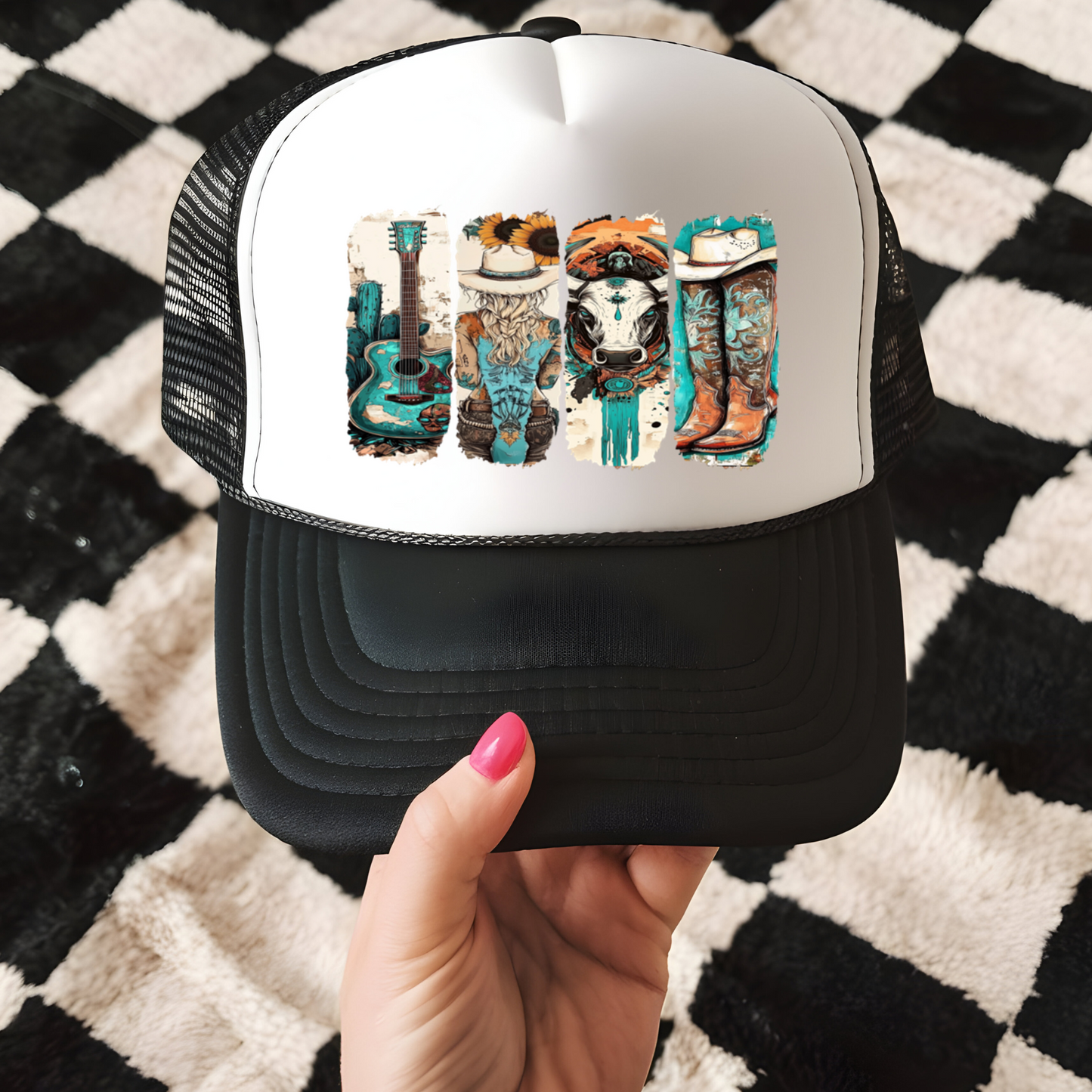 Western Girl Collage Trucker Hat Transfer - F3