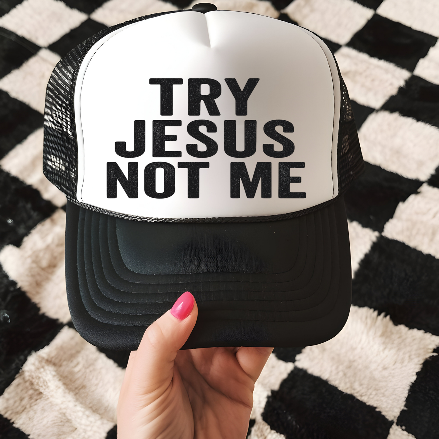 Try Jesus Not Me Hat Transfer - T6