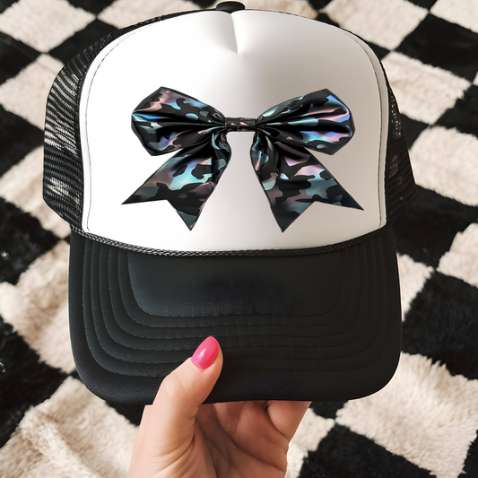 Iridescent Camo Bow Trucker Hat Print - G30