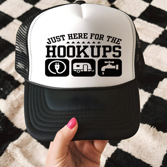 Just Here for the Hookups Trucker Hat Transfer - G28