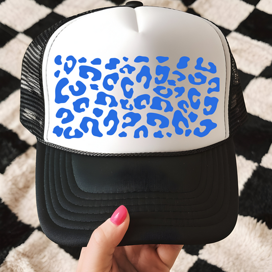 Blue Leopard Back Trucker Hat Transfer - T9