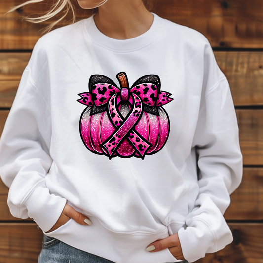 Leopard Breast Cancer Awareness Ribbon Pumpkin - A28