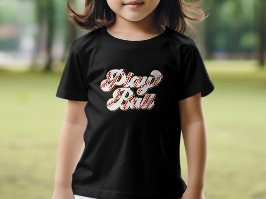 Play Ball Baseball Lettering Kid - B3