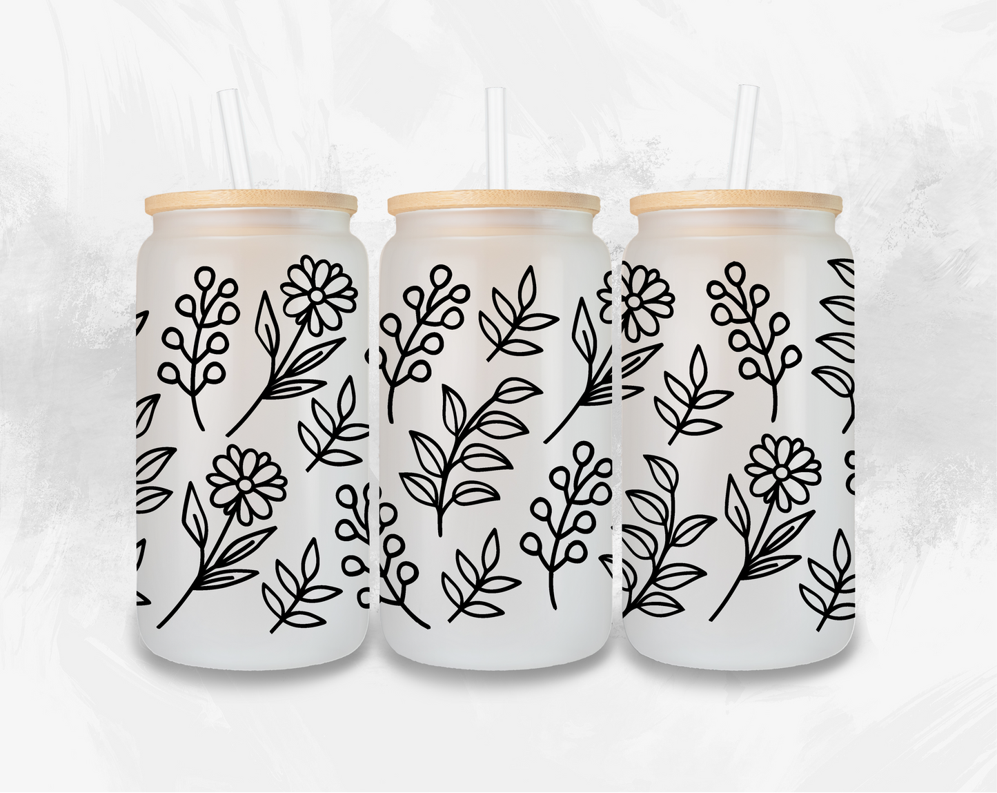 Black Floral Cup Wrap