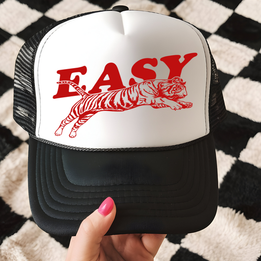 Red Easy Tiger Trucker Hat Transfer - G25