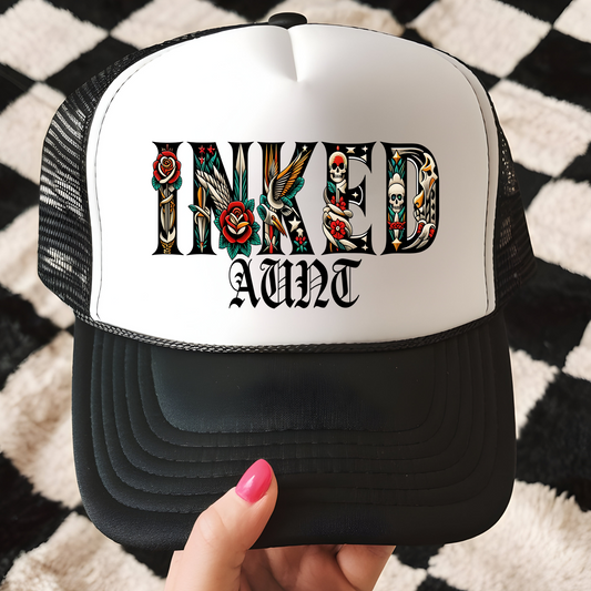Inked Aunt Trucker Hat Transfer - T3