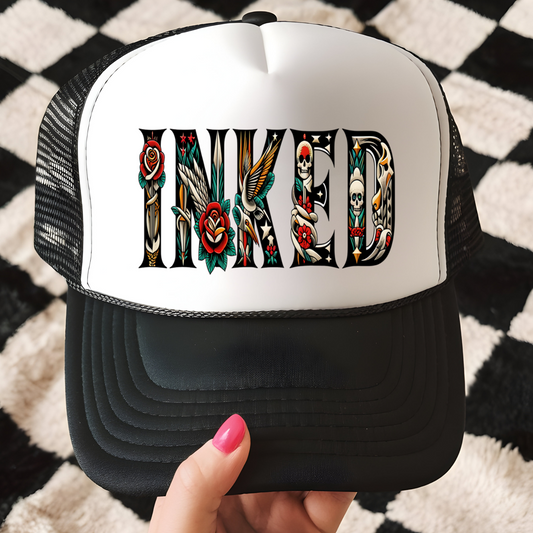 Inked Trucker Hat Transfer - T3