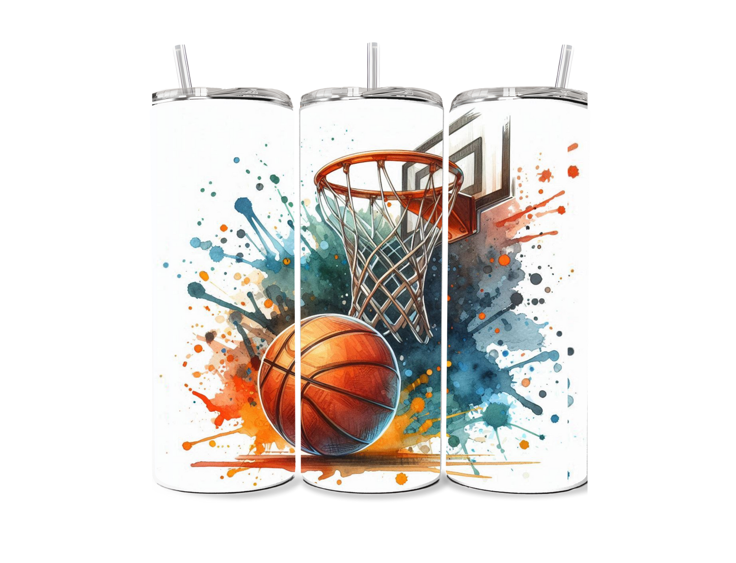 Basketball Splatter  20 oz Skinny Tumbler