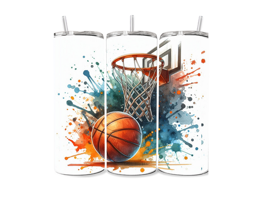 Basketball Splatter  20 oz Skinny Tumbler