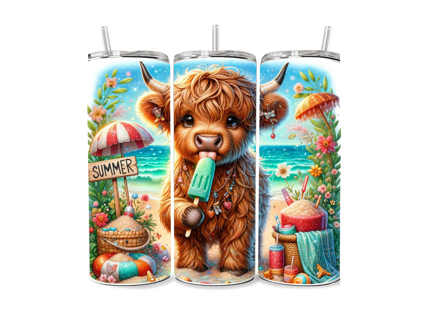 Summer Highland Cow Sublimation