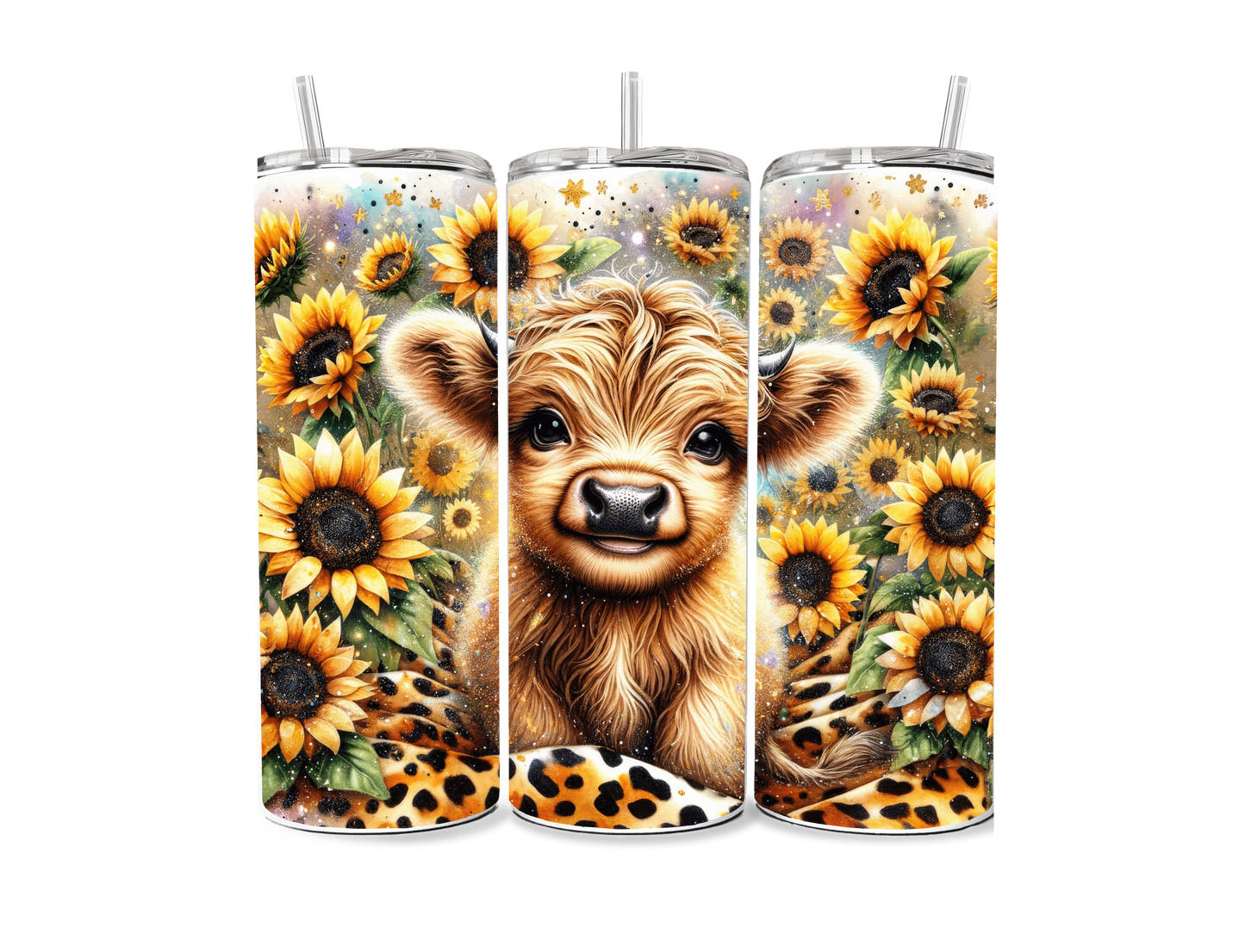 Highland Cow in Sunflowers Sublimation