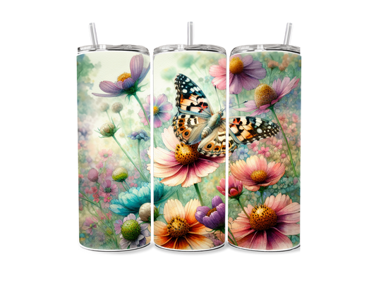 Butterfly on Flowers Sublimation