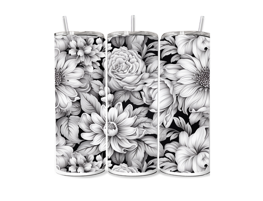 Black and White Floral Sublimation