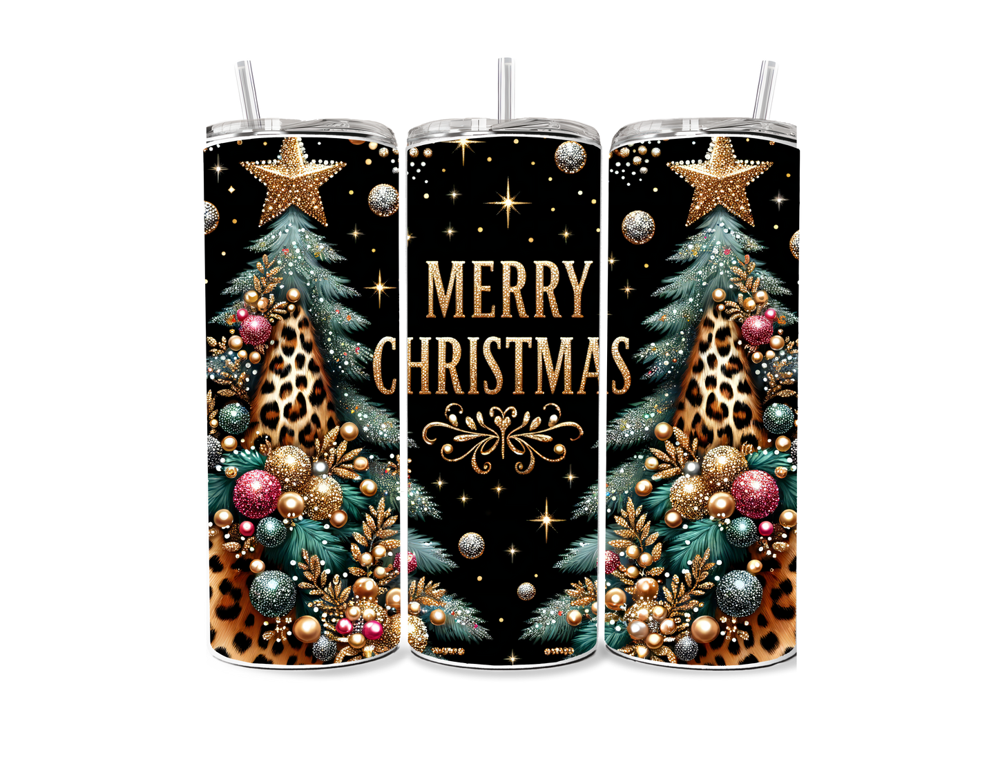 Merry Christmas Leopard Trees Sublimation