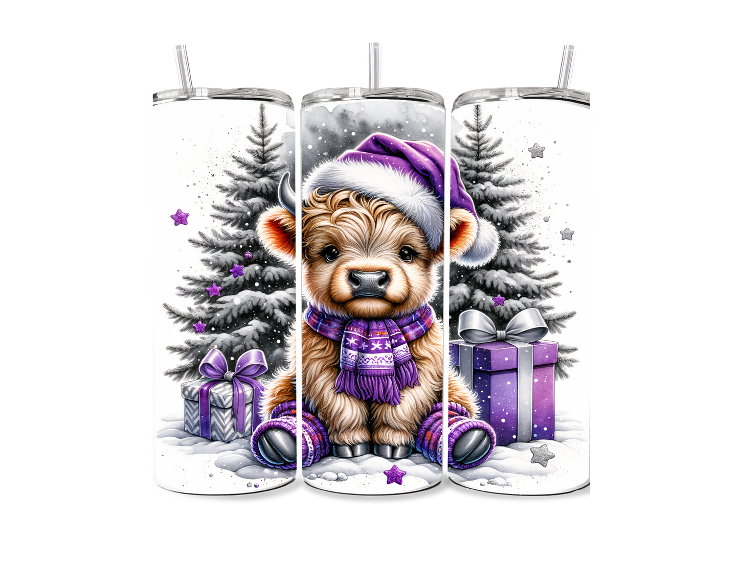 Purple Christmas Cow Sublimation