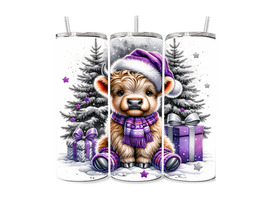 Purple Christmas Cow Sublimation