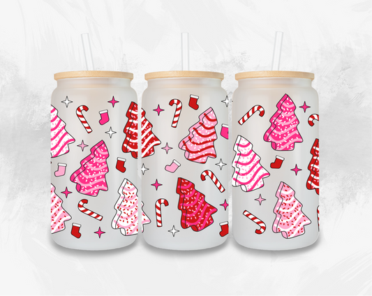 Pink Christmas Tree Snack Cake Cup Wrap