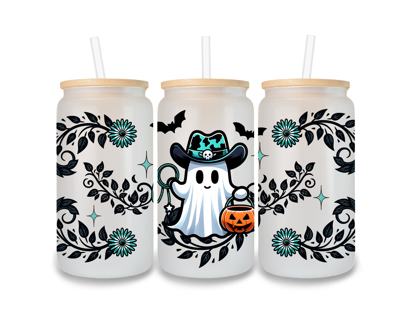 Turquoise Cowboy Ghost Cup Wrap - CW2