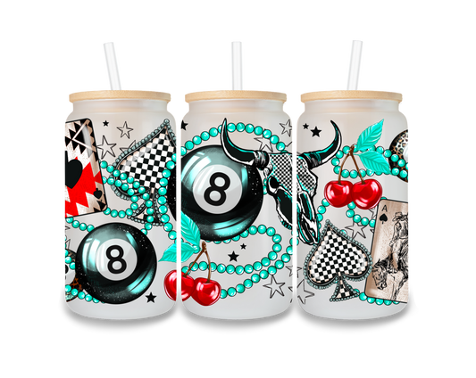 Turquoise and 8 Ball UVDTF Cup Wrap - CW9