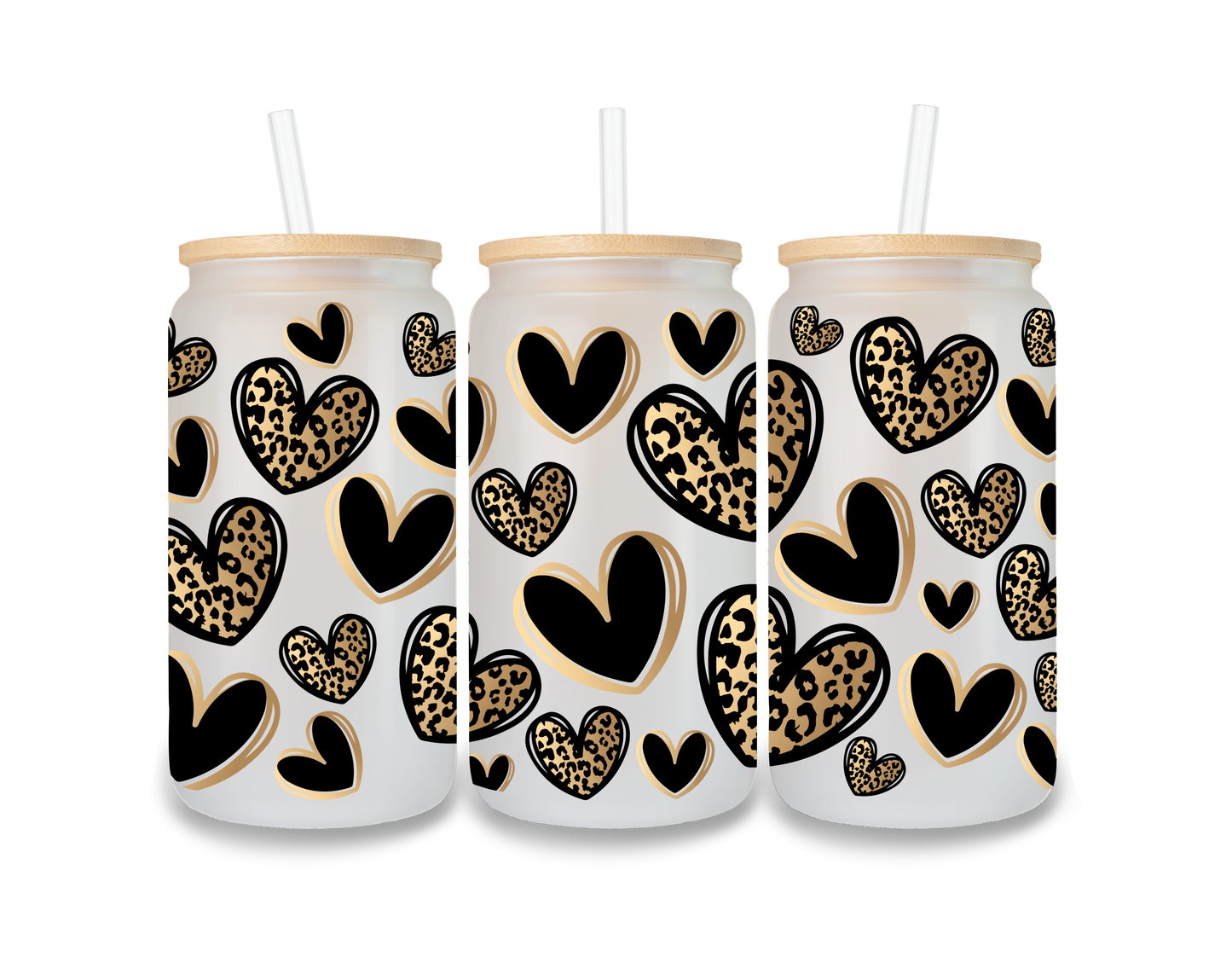 Black Leopard Hearts Cup Wrap - CW20