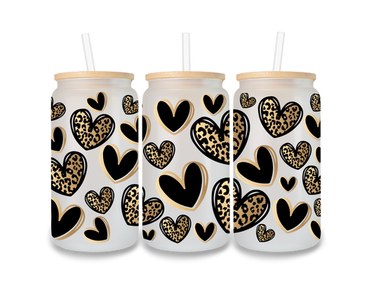 Black Leopard Hearts Cup Wrap - CW20