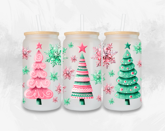 Green and Pink Christmas Tree Cup Wrap