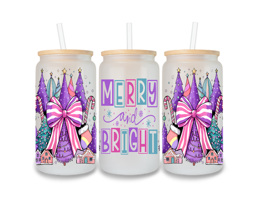 Merry Christmas Pink, Purple and Turq. Cup Wrap - CW21