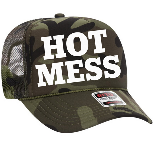 HOT MESS (white ink) Trucker Hat Transfer - G14