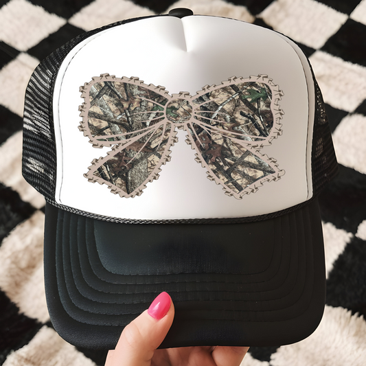 Camo Bow Trucker Hat Print - F7